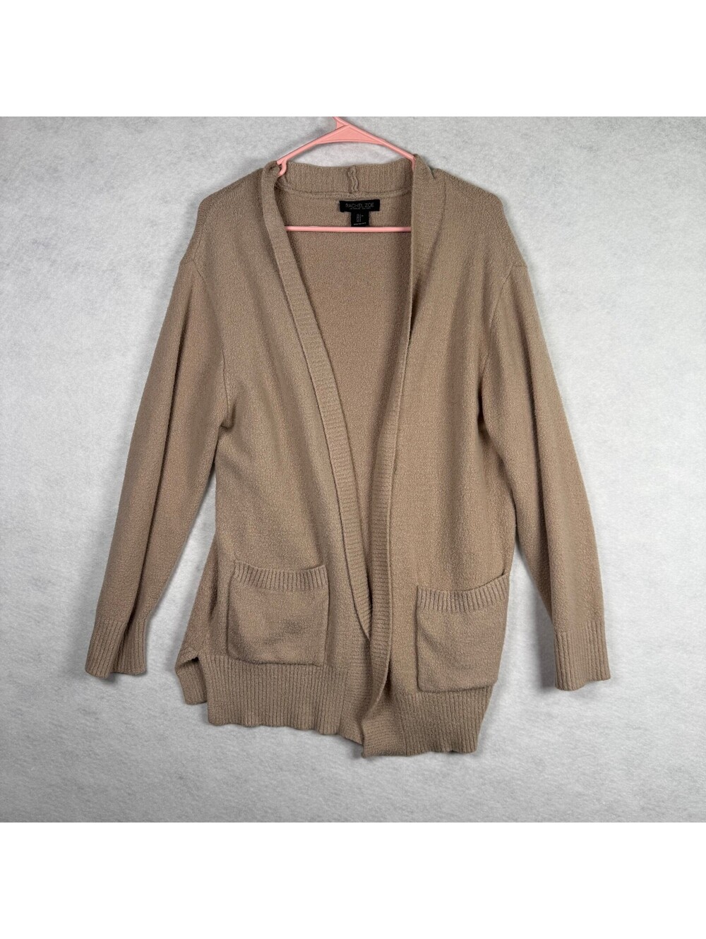 Rachel Zoe Beige Open Front Knit Cardigan Sweater Large Very Soft!